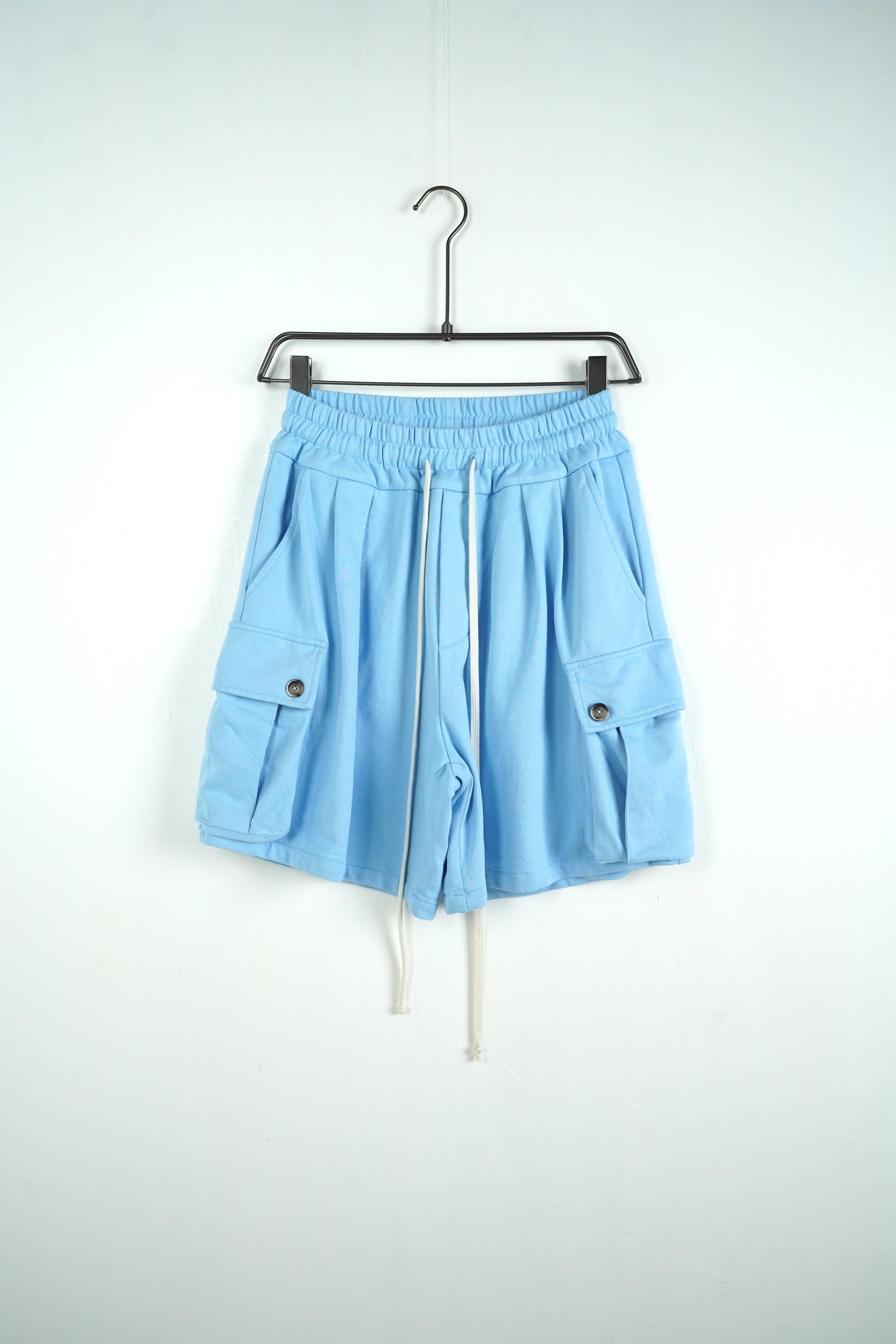 Pantaloncino Cargo Cotone Celeste