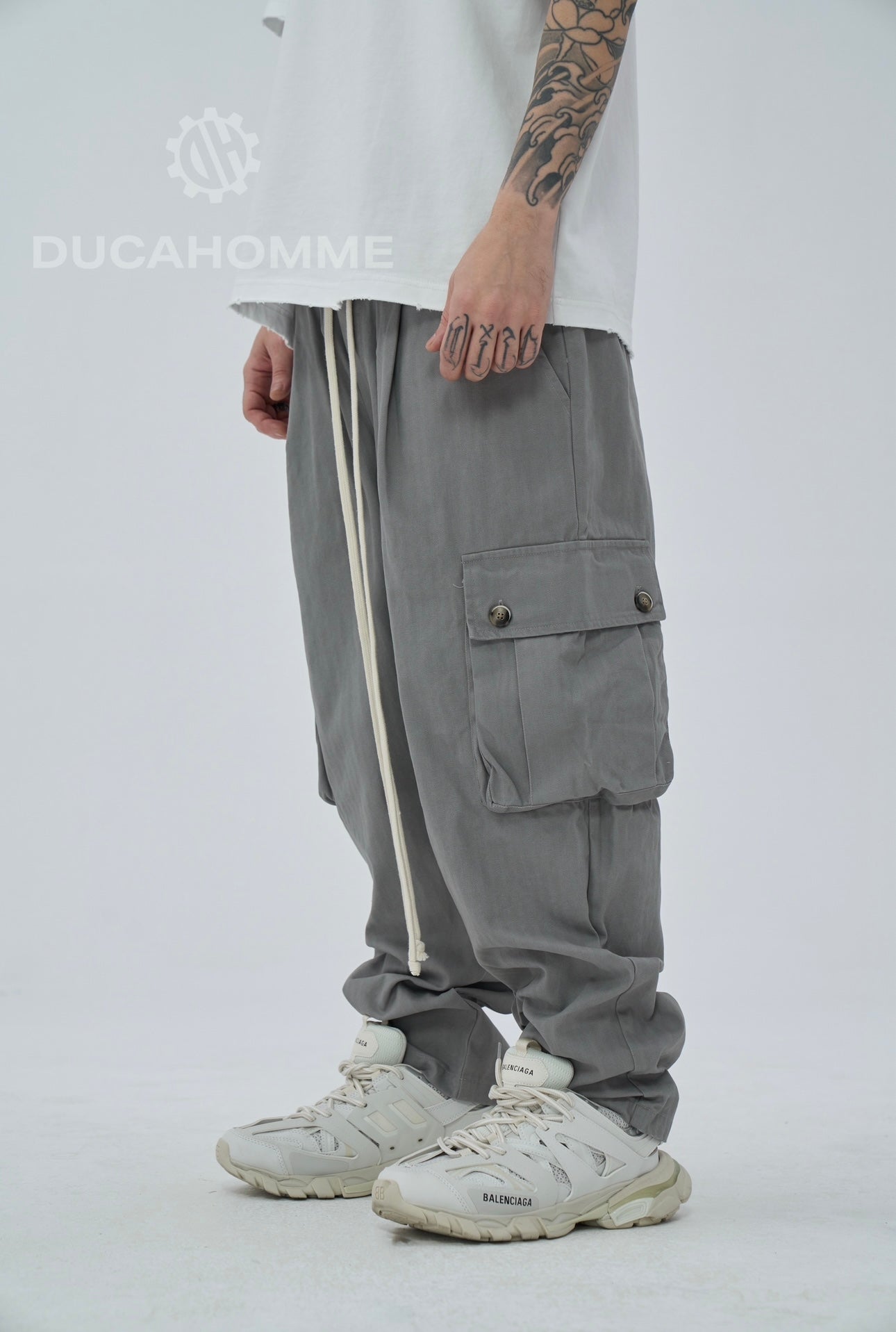 Pantalone Sartoriale Cargo Grigio Chiaro