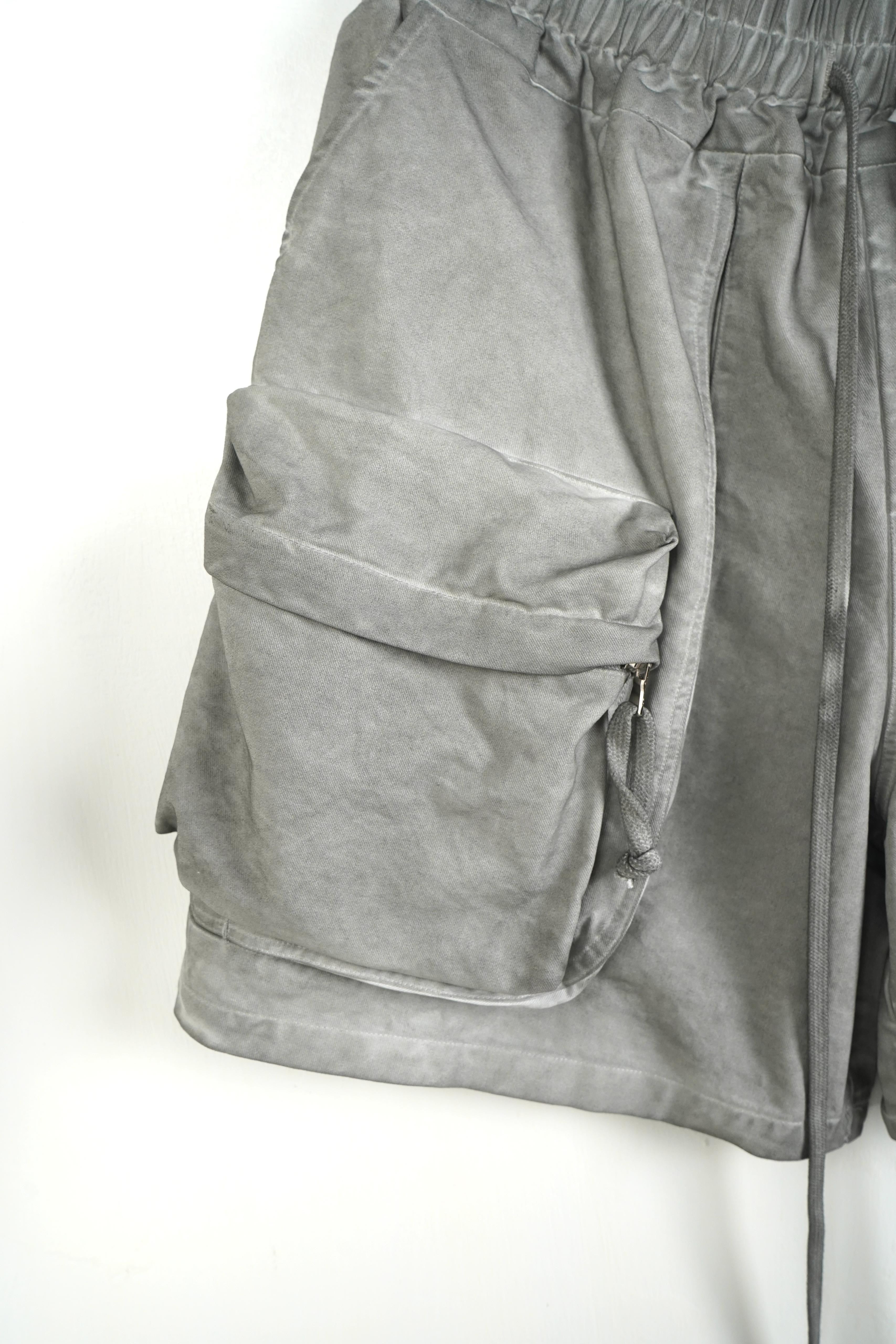 Pantaloncino Zip Stone Wash Grigio Chiaro
