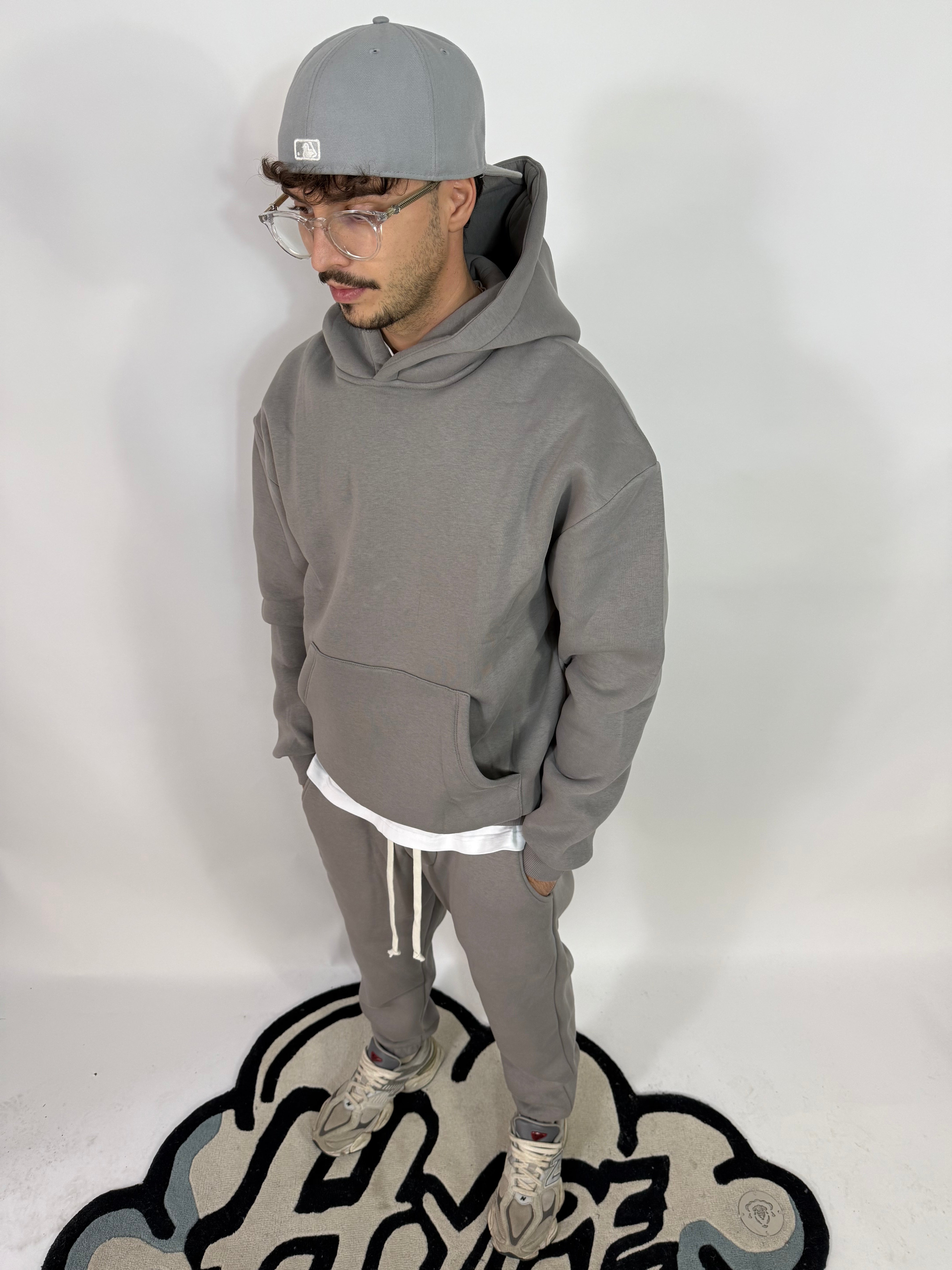 Completo Doppio Cotone Felpato Piombo