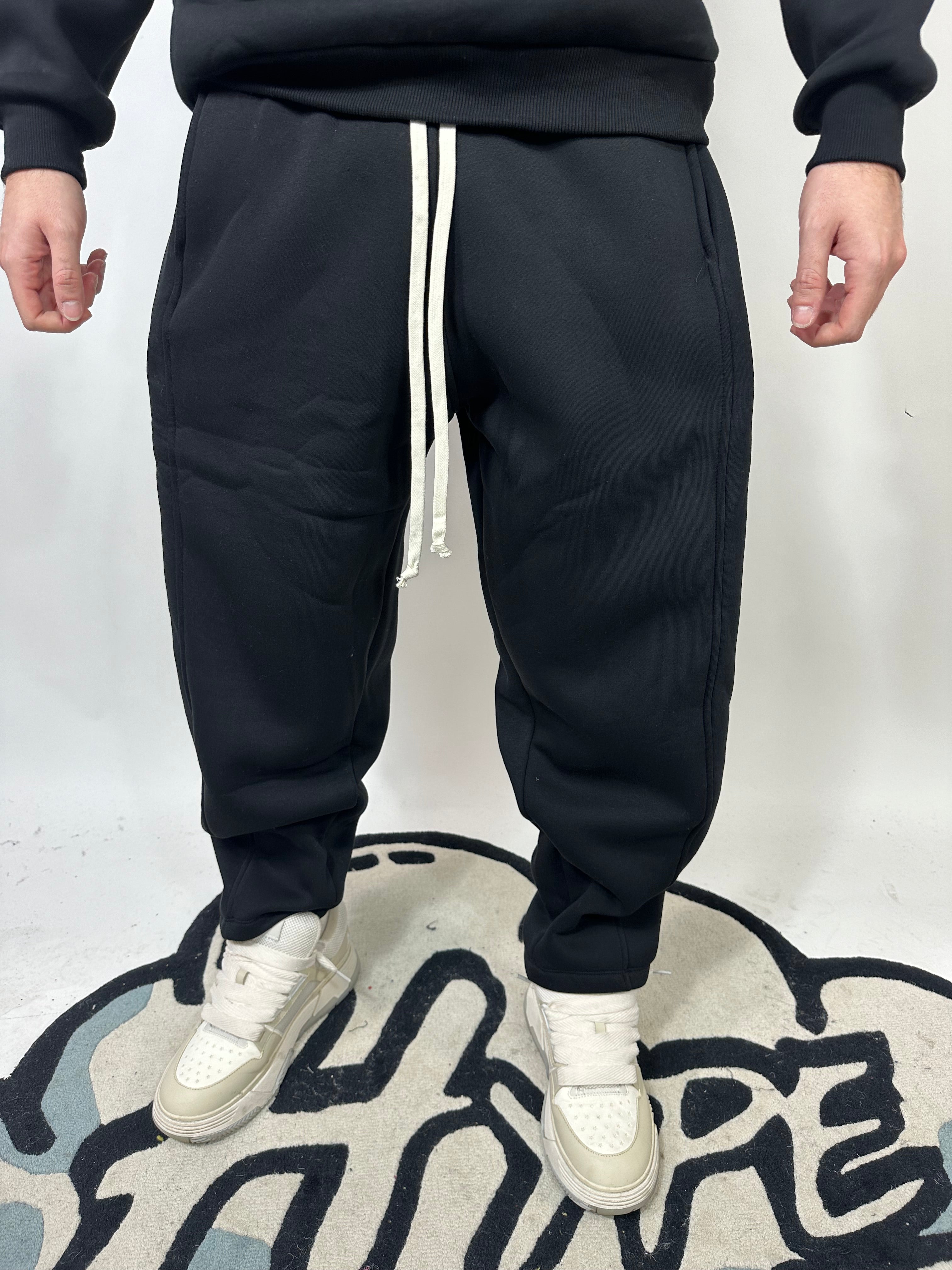 Pantalone Baggy Doppio Cotone Nero ultime L