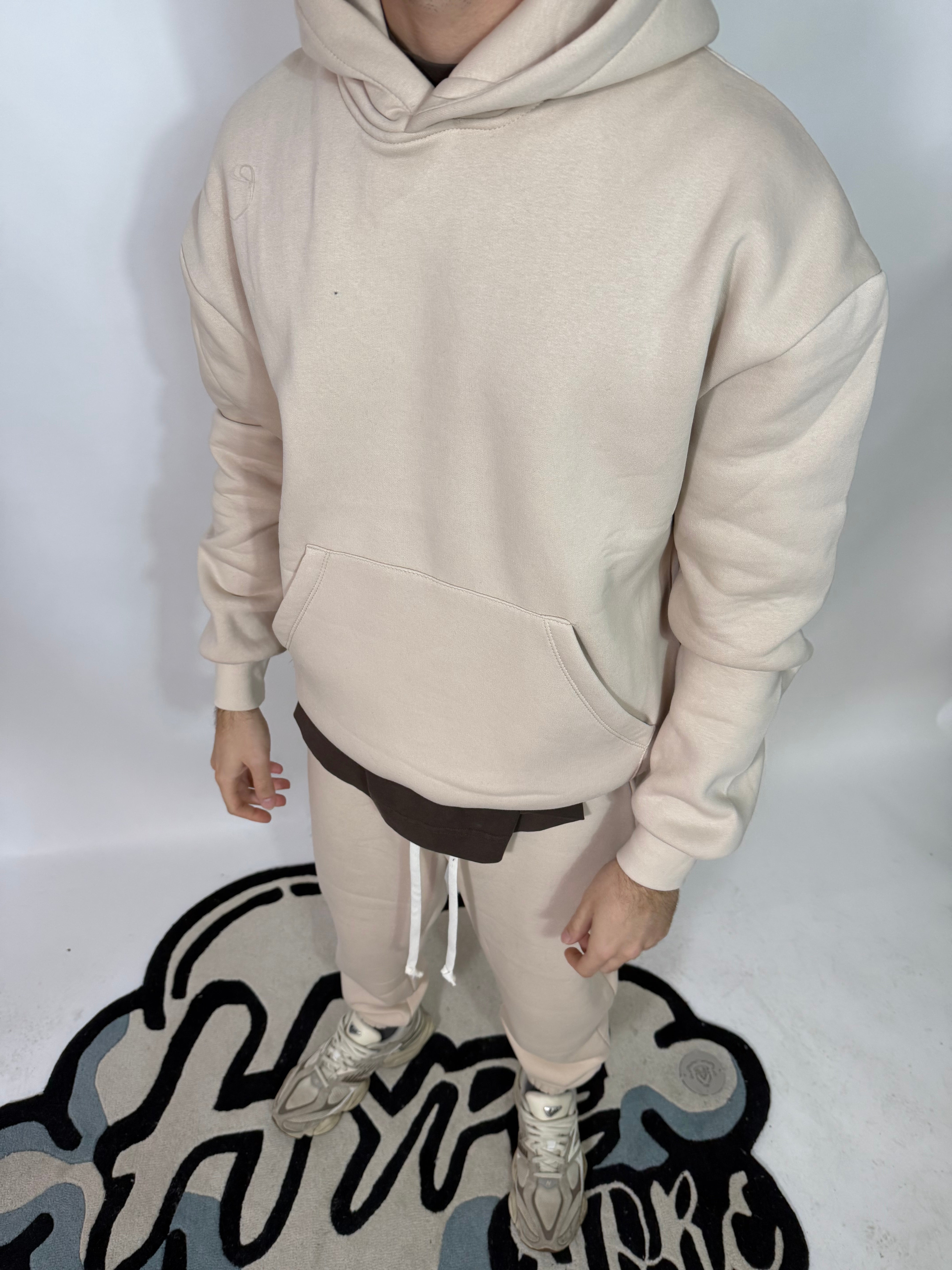 Completo Doppio Cotone Felpato Beige