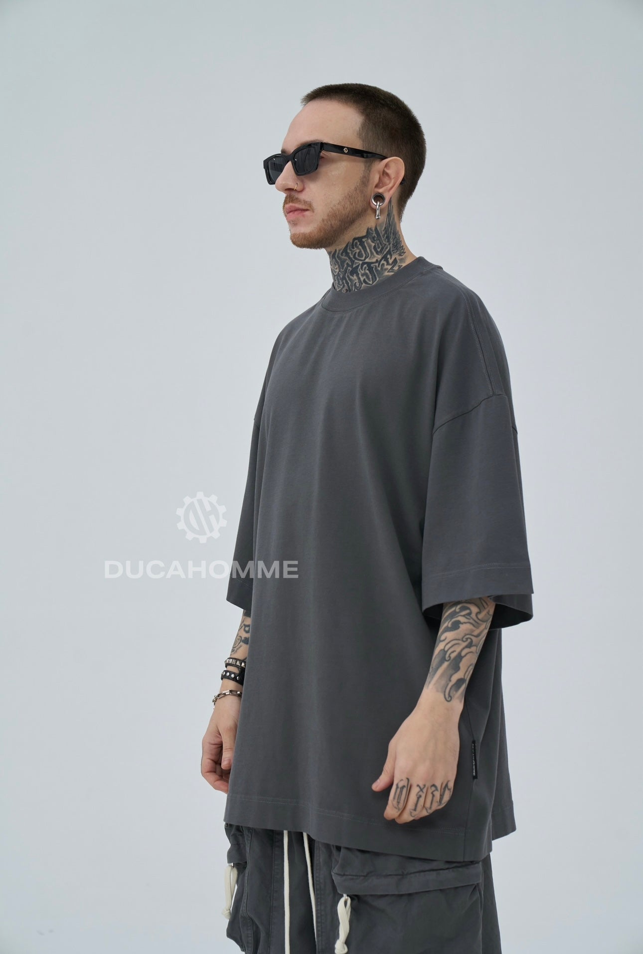 T SHIRT DUCA VIP OverSize Grigia Scura Piombo