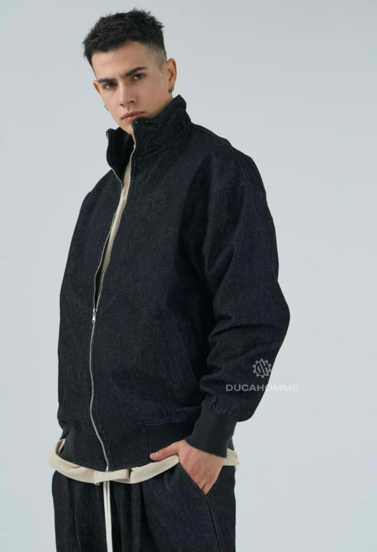 Completo Sartoriale Effetto Jeans Colletto Alto