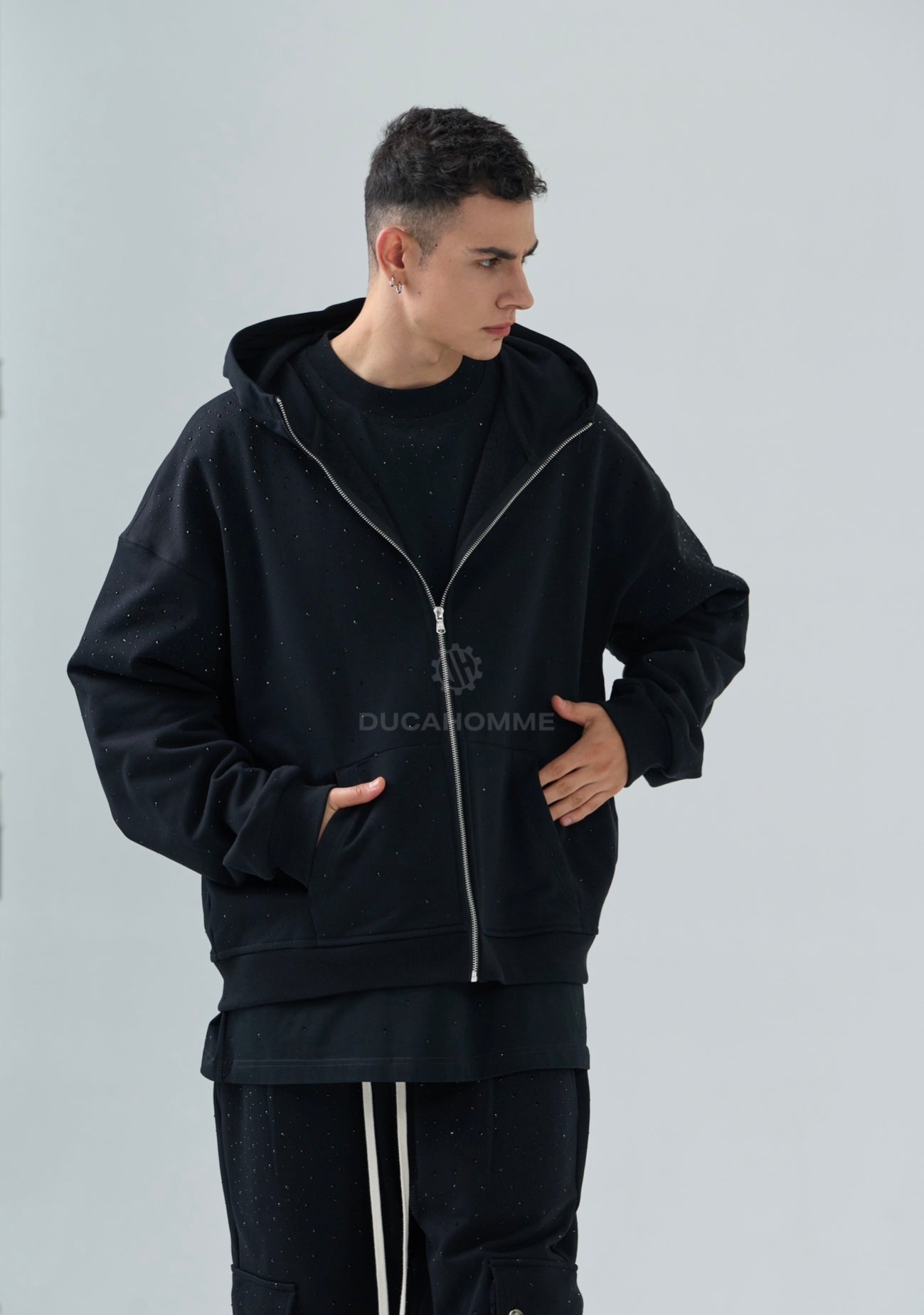 FELPA DUCA VIP DIAMANTATA NERA