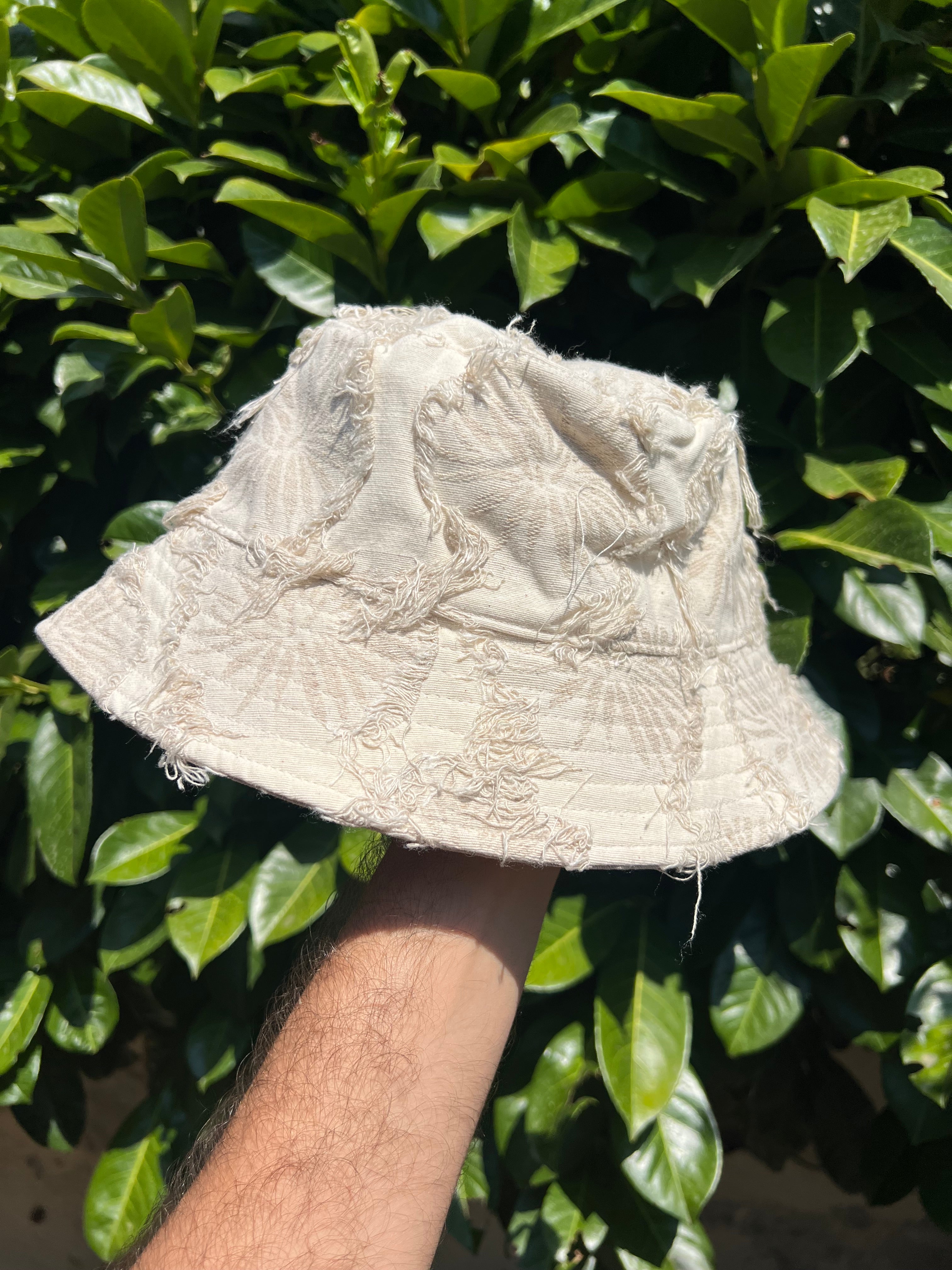 Cappello Pescatore Beige Sfilacciato
