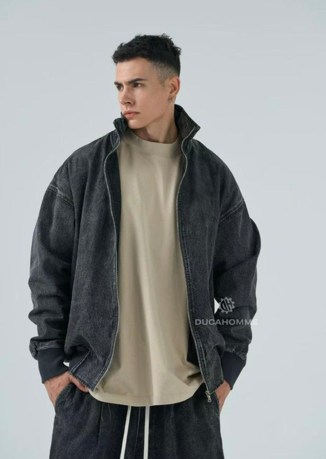 Completo Sartoriale Effetto Jeans Colletto Alto