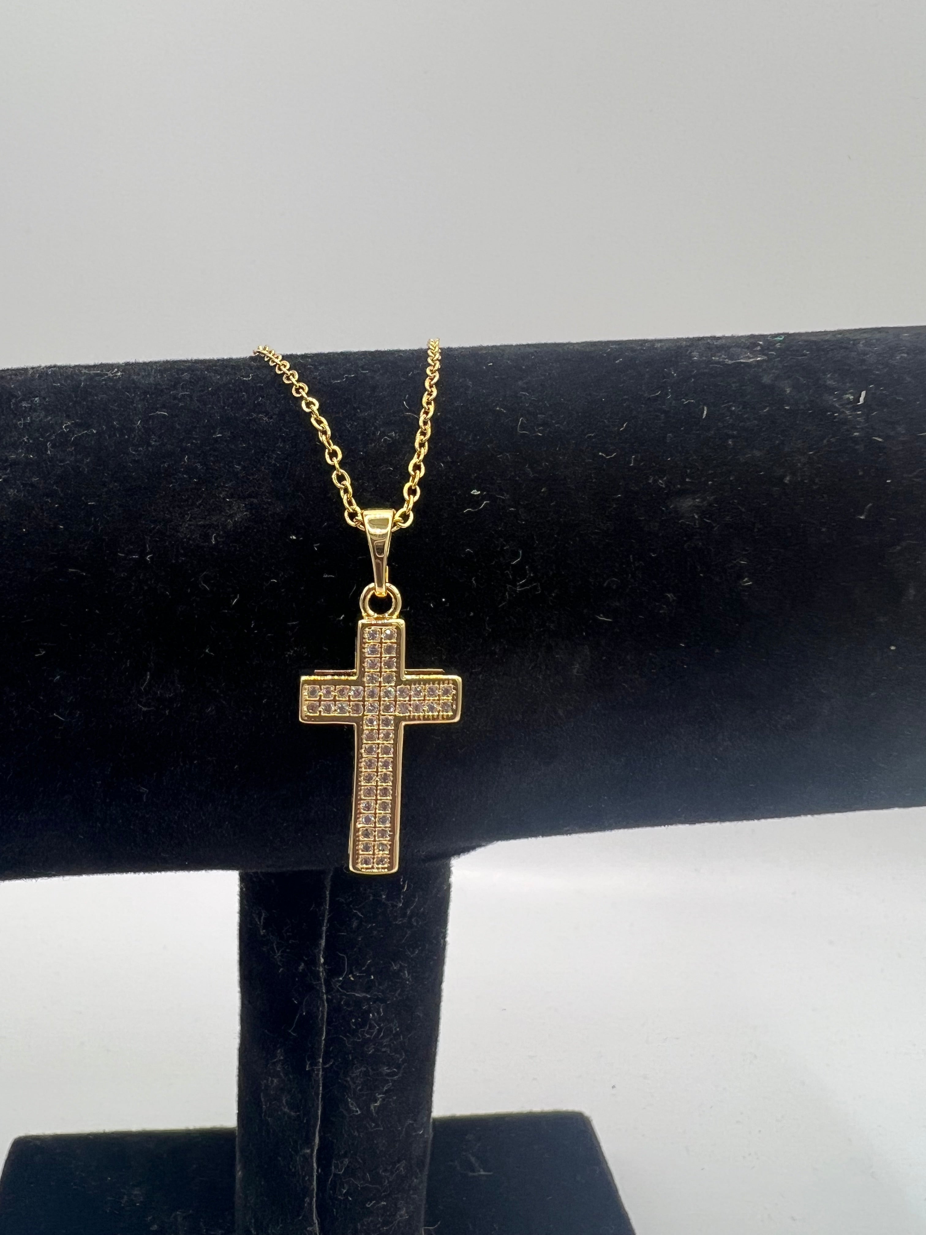 COLLANA CROCE color ORO con BRILLANTINI
