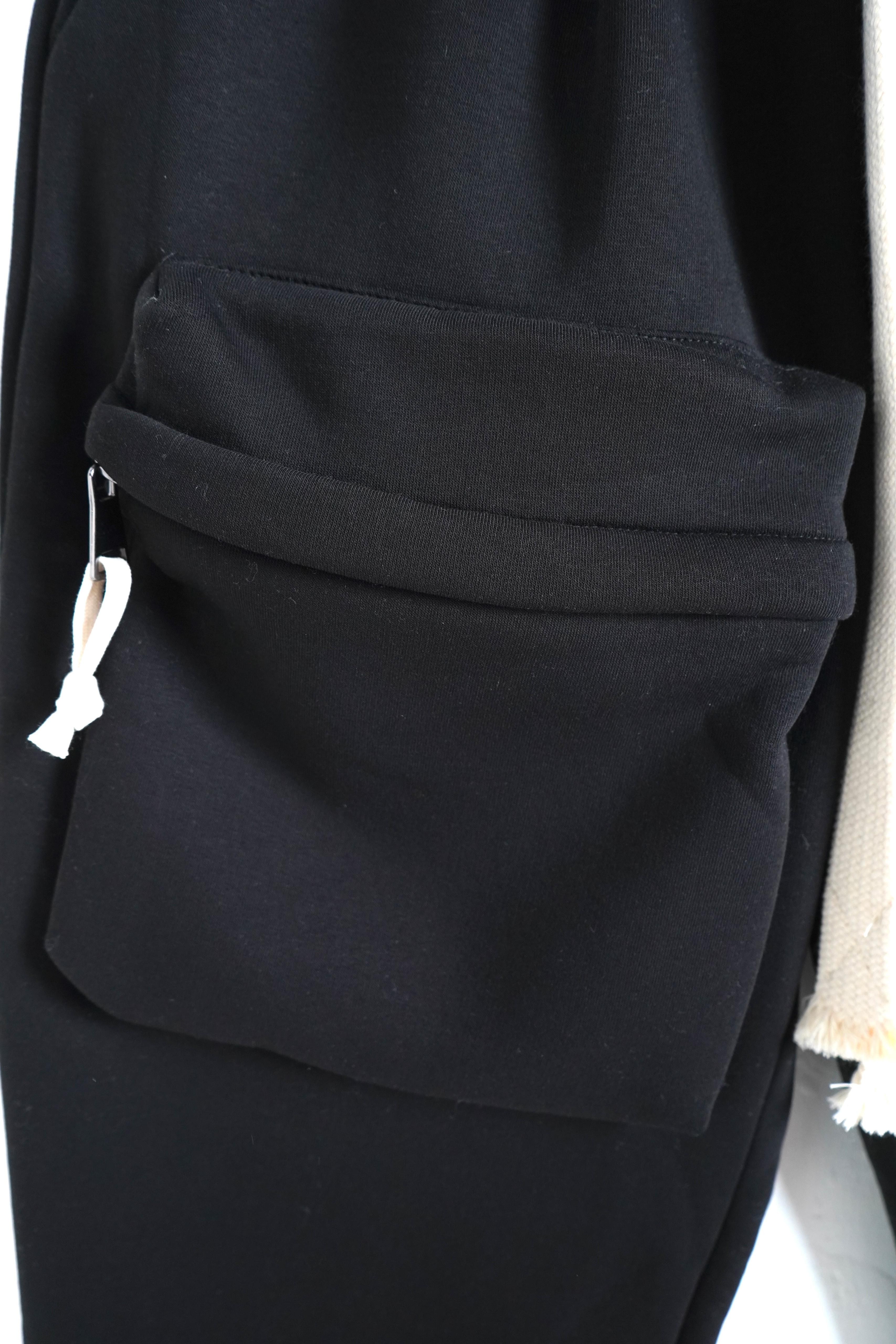 Pantalone Cotone Cargo Zip Nero