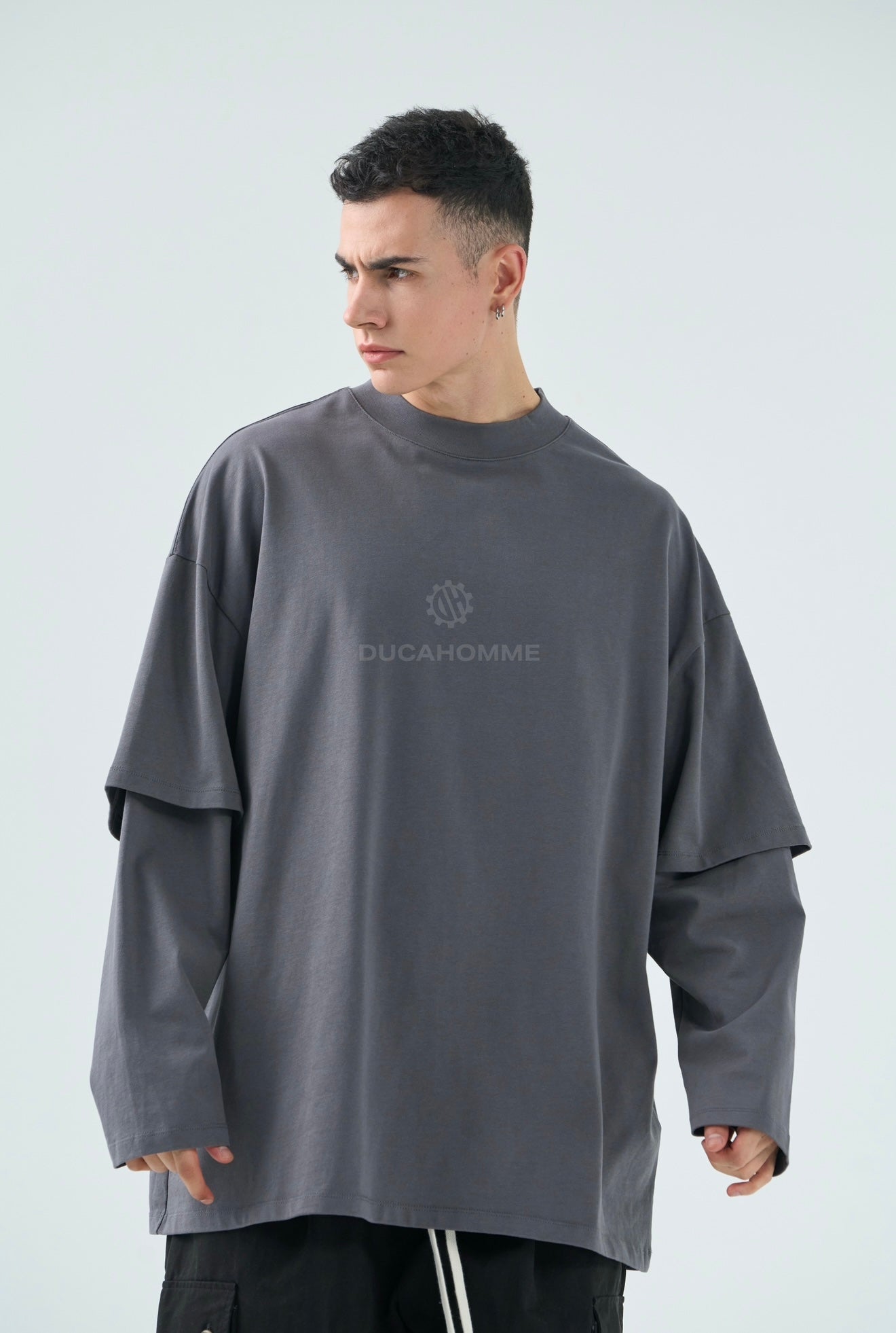 T SHIRT DUCA VIP LONG SLEEVE Grigia Scura