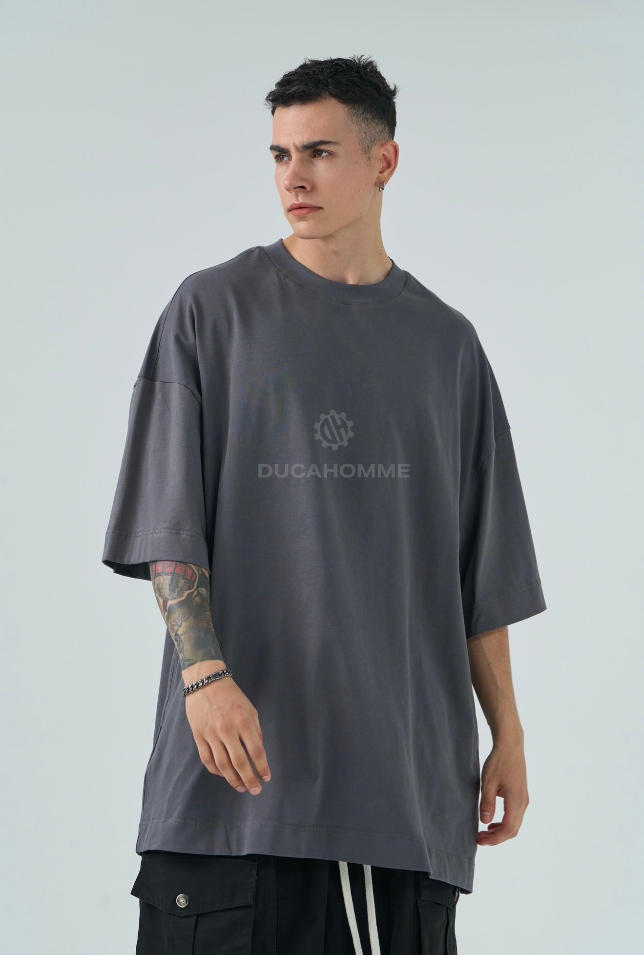 T SHIRT DUCA VIP OverSize Grigia Scura Piombo