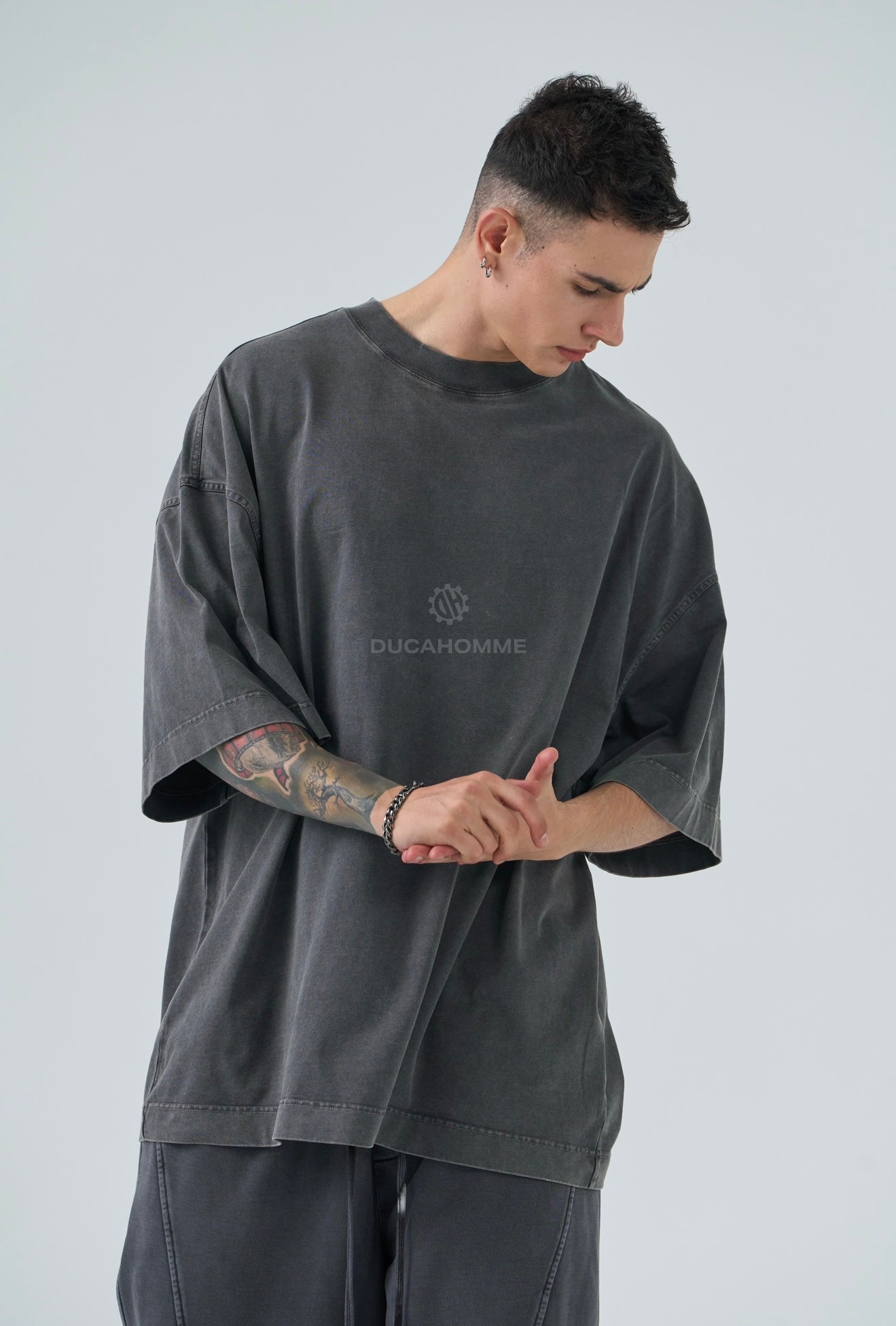 T SHIRT DUCA VIP Stone Wash Grigia