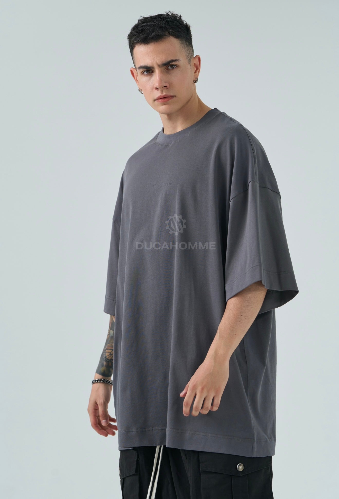 T SHIRT DUCA VIP OverSize Grigia Scura Piombo