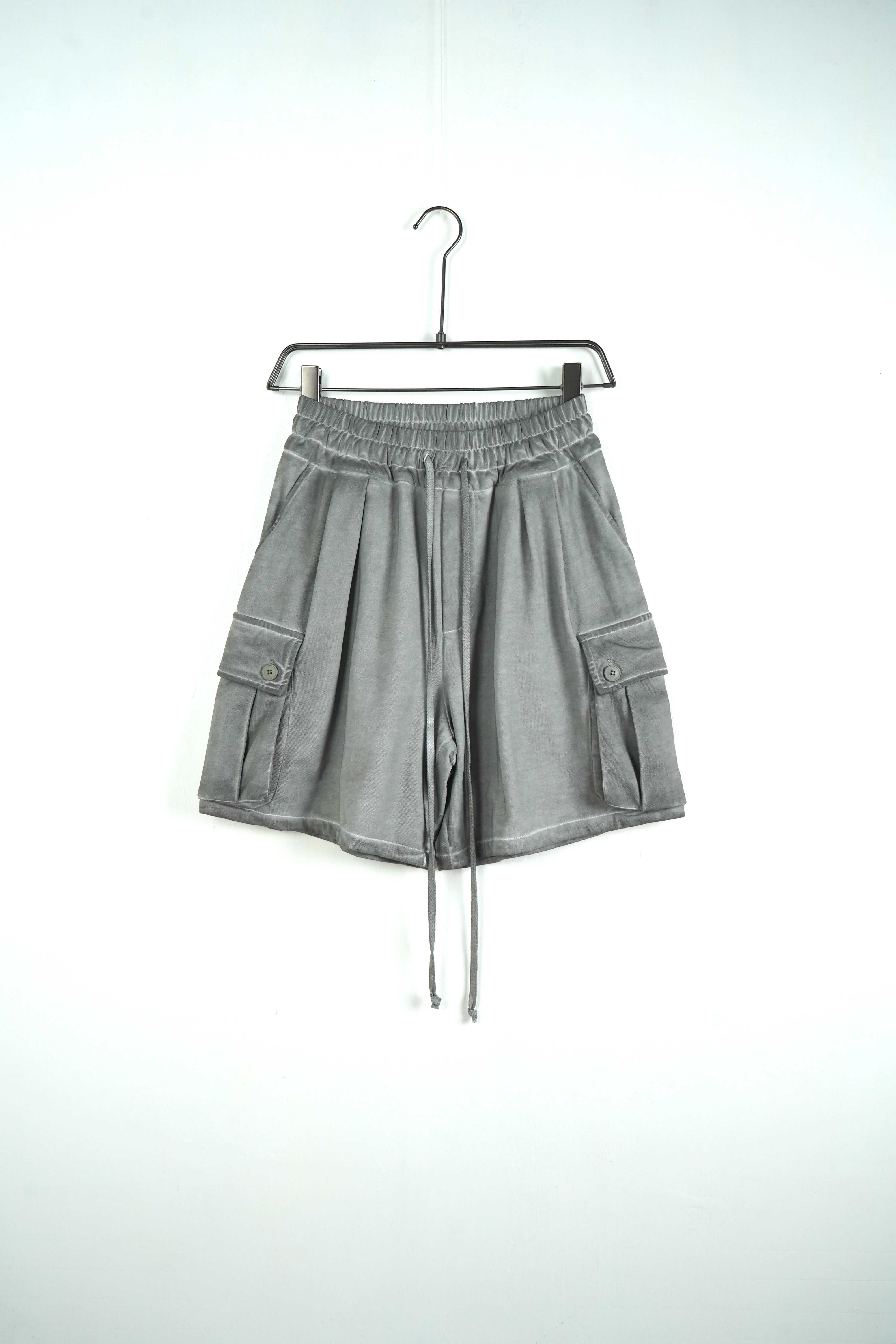 Pantaloncino Cargo Cotone Stone Wash Grigio