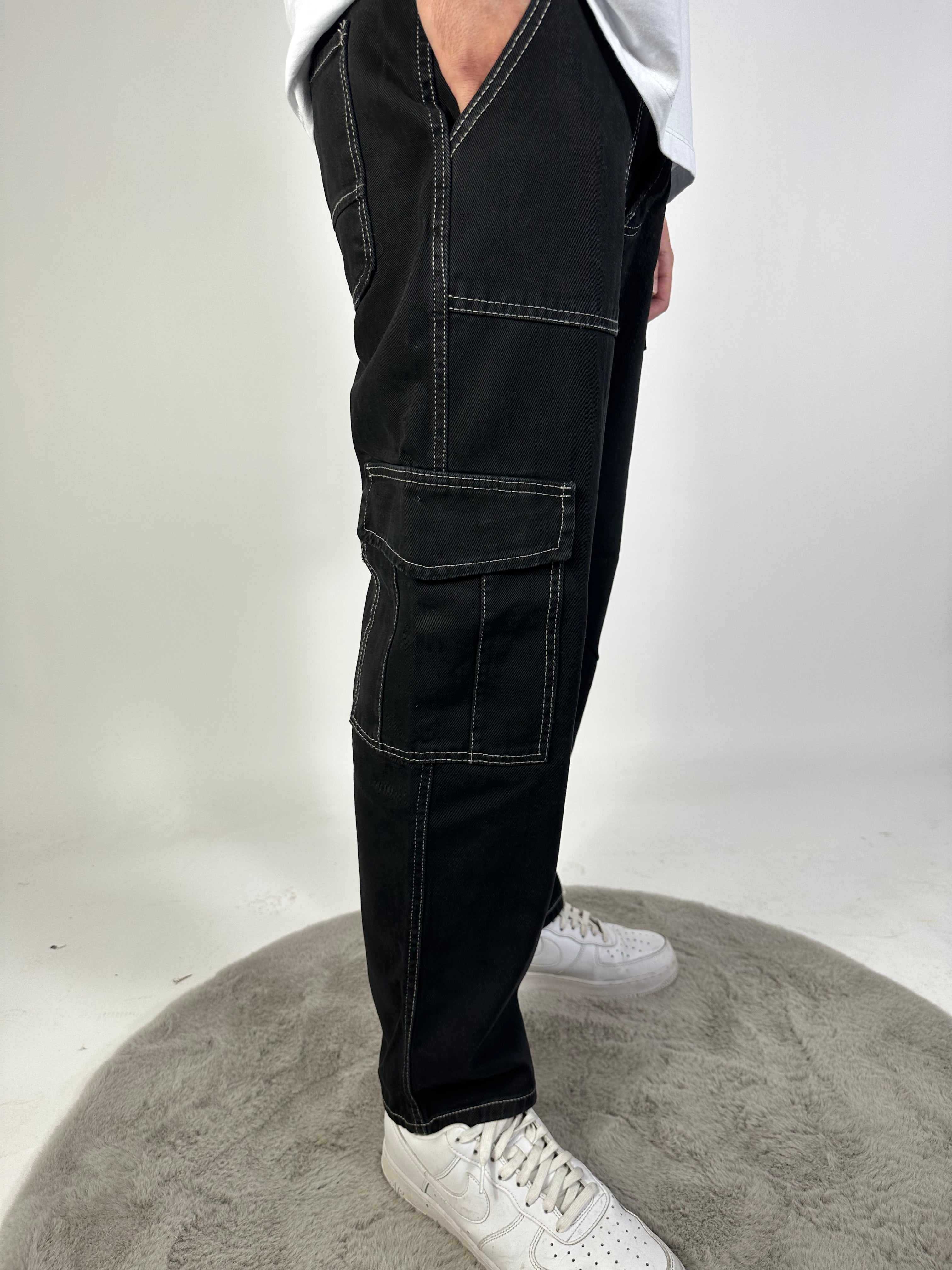 JEANS CARGO NERO