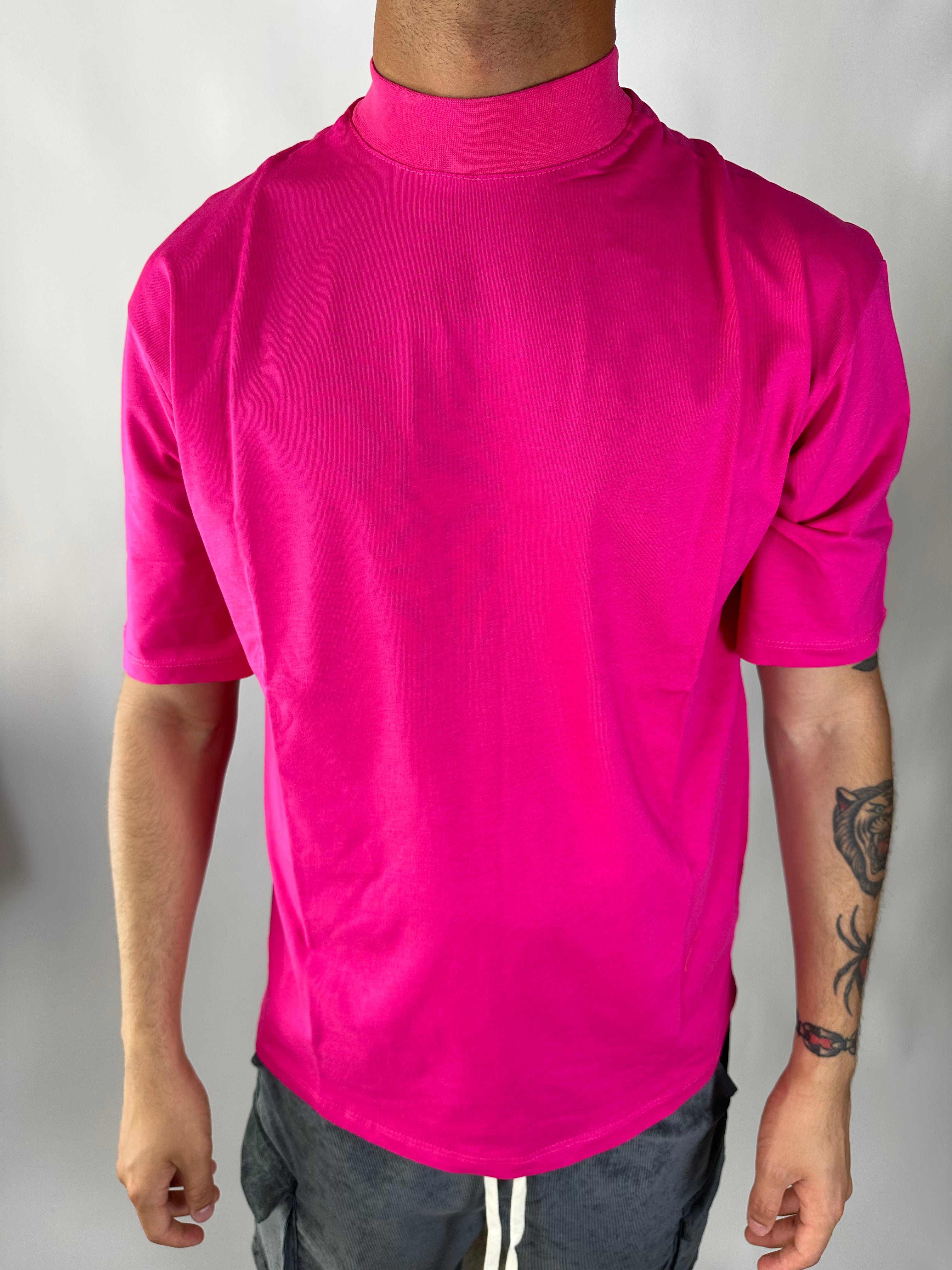 T-SHIRT COLLO ALTO Fuxia