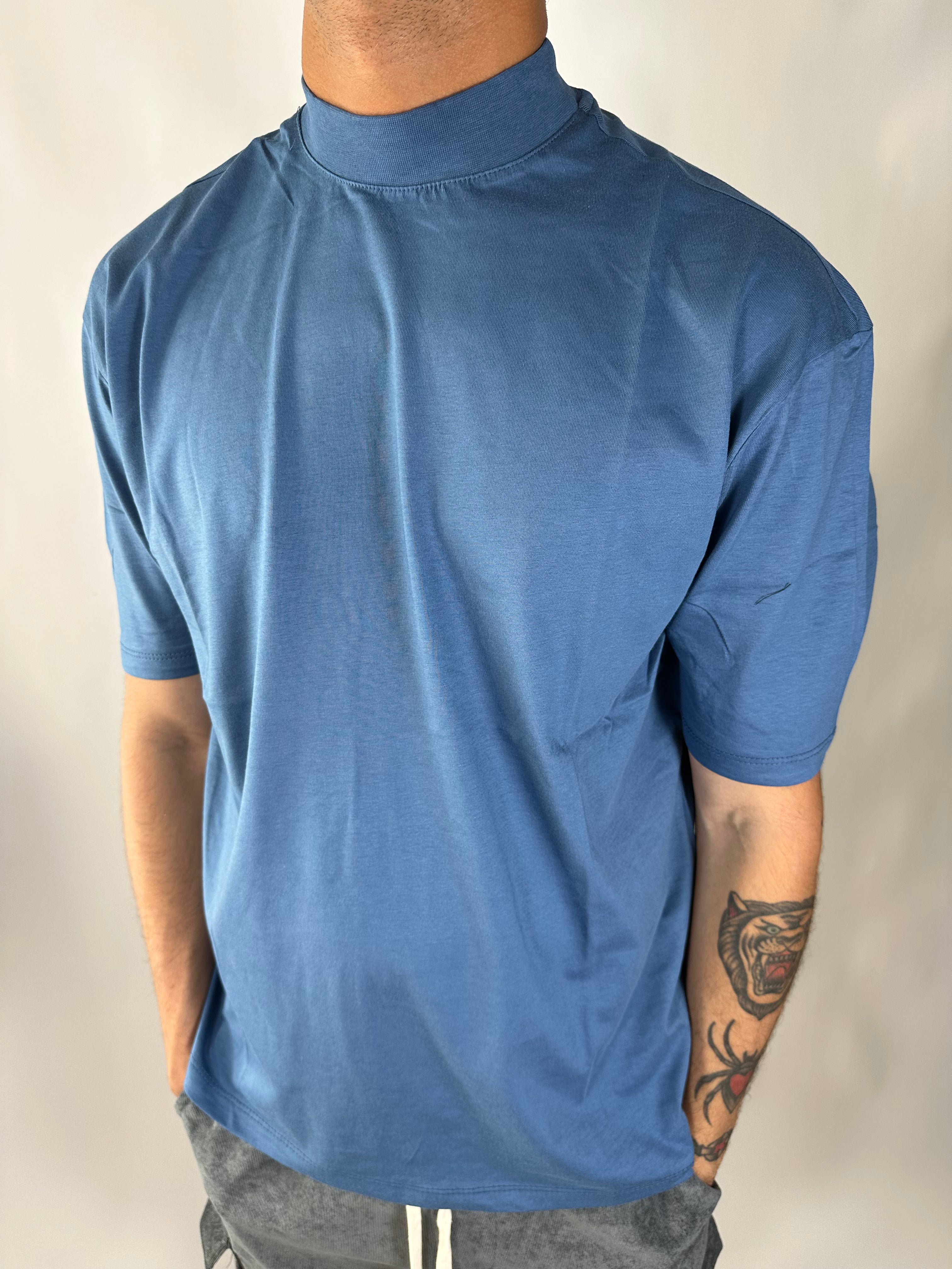 T-SHIRT COLLO ALTO Blu Jeans